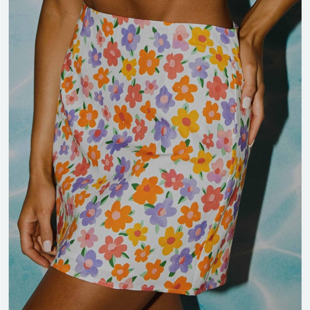 Peppermayo Red and Orange A-Line Mini Skirt